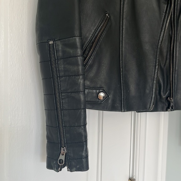Ted Baker real leather biker jacket, size 2 (approx size 4 US) - Picture 2 of 8